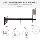 Struttura Letto Singolo 90x200 cm in Acciaio con Doghe Integrate Nero e Marrone Rustico