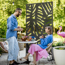 Separé Frangivista a 3 Ante Verticali 122x45x198 cm in Acciaio con Motivo Tropicale Nero      
