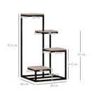 Scaffale per Piante a 4 Livelli 40x40x75,5 cm in Acciaio e Legno Marrone e Nero