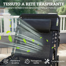 Sdraio da Giardino Pieghevole 185x58x30 cm con Schienale Reclinabile su 5 Posizioni e Cuscino in Tessuto a Rete e Acciaio Nero      