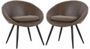 Set 2 Sedie in Metallo e Similpelle  Marrone
