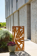 Set 4 Pezzi Pannello Decorativo Frangivista Verdemax Ornamentale o Divisorio 30x90 cm con Punte di Fissaggio in Metallo Corten