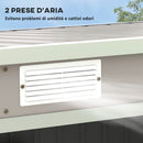 Casetta Box da Giardino 213x130x172 cm con Tetto Inclinato 2 Ingressi e Prese d'Aria in Acciaio Zincato Grigio  