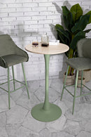 Tavolo Bar Alaska Verde Ø60x106 cm in MDF e Ferro Verde e Crema      