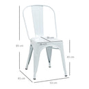 Set 4 Sedie da Cucina Impilabili 53x45x85 cm in Acciaio Bianco