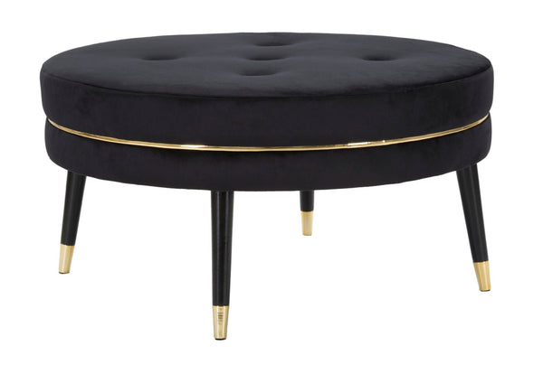 Puff Paris xxl Nero/Oro Ø90x46 cm in Legno e Spugna Nero e Oro sconto