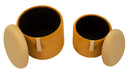 Puff con Contenitore Bolzano Senape Set 2 Pz Ø38x38 cm - Ø32x28 cm in MDF e Spugna e Poliestere Giallo      