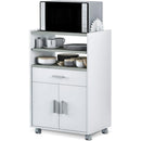 Mobile Carrello da Cucina 1 Cassetto 2 Ante 59x40x92 cm in Legno Bianco