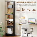 Libreria Moderna Salvaspazio 45x21x170 cm a 5 Ripiani in Legno Marrone e Nero      