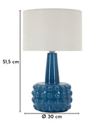 Lampada da Tavolo Gress Blu Ø30x51,5 cm in Ceramica e Ferro e Tessuto Blu e Bianco      