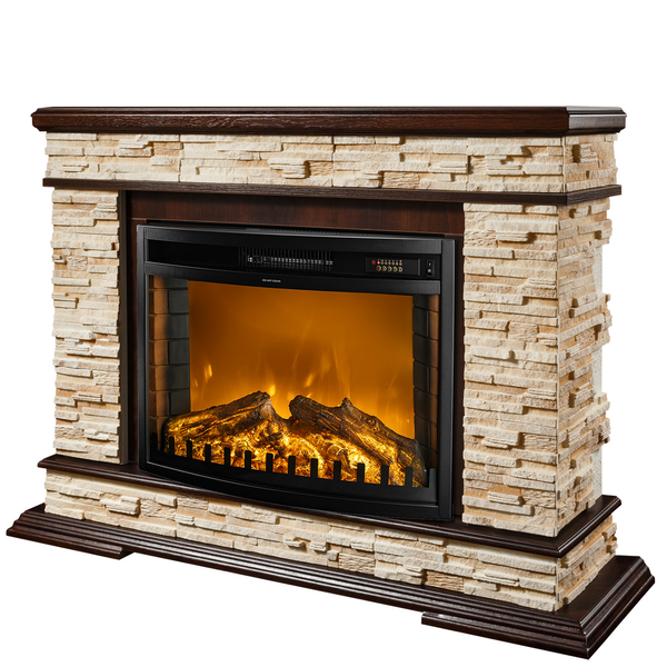 Camino Elettrico da Pavimento 88x118x30,5 cm Effetto Fiamma 1500W Stone & Zakinthos Noce acquista