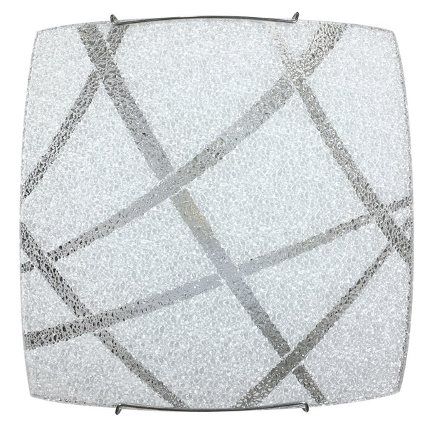 sconto Plafoniera 2xE27 Montatura Bianca Vetro Lastra Diamantino Serigrafato Bianco E-Energy Cloe