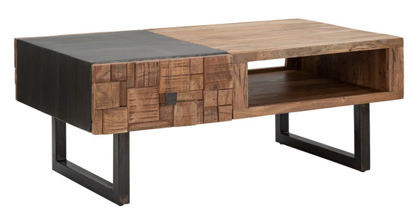 acquista Tavolo da Caffé Rettangolare Mumbai 110x60x43 cm in Legno di Acacia e in Ferro Marrone e Nero