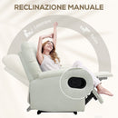 Poltrona Reclinabile Manualmente a 60° 69x91,5x103 cm con Poggiapiedi Extra Imbottita in Tessuto Crema  