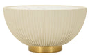 Tavolino da Caffè Elge Ø71x38 cm in Ferro e Ceramica e Poliestere Crema e Oro e Bianco      