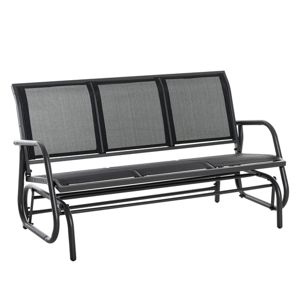 prezzo Dondolo 3 Posti da Giardino 151x75x85 cm in Metallo e Textilene Nero