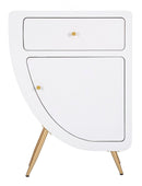 Comodino Alto Venus 60x32x79 cm in MDF e Ferro Bianco e Oro      