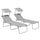 Set 2 Sdraio da Giardino 187x58x36 cm Pieghevoli con Tettuccio Regolabile in Tessuto Oxford e Metallo Grigio Chiaro