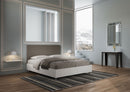 Letto Matrimoniale con Rete e Contenitore Alzata Comoda Struttura Bianco Frassico e Testata in Similpelle Level Cappuccino Varie Misure