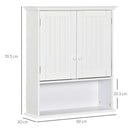 Pensile Mobile Bagno Sospeso con Armadietto a 2 Ante e Ripiano Aperto 60x20x70,5 cm in MDF Bianco 