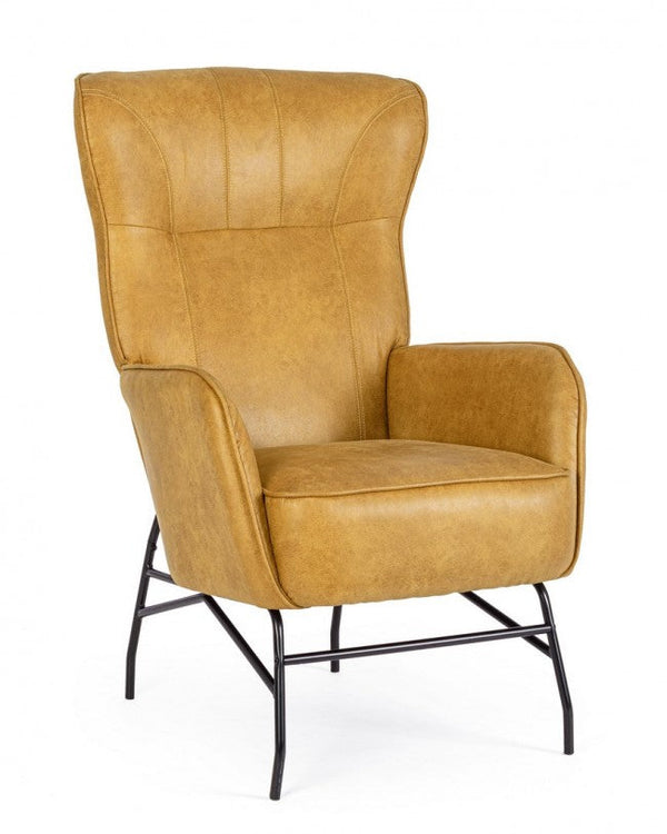 Poltrona Soggiorno 70x84x109 cm Nasira in Ecopelle Senape prezzo