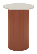 Tavolinetto Frankfurt Marble 35x37x53 cm in Metallo e MDF e Marmo Artificiale Rosso e Bianco      