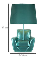 Lampada da Comodino Midcentury Turchese Ø26x43 cm in Resina e Ferro e Tessuto Turchese      