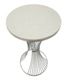 Tavolinetto Funnel Ø50x100 cm in Ferro e Marmo Argento      