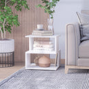 Tavolino da Caffè 2 Ripiani Design Moderno Legno Bianco 40x40x43 cm 