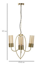 Lampadario Versailles 3 Luci Ø60x103 cm in Ferro e Vetro Nero      