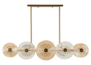 Lampadario Venice 116x27x79 cm in Vetro e Ferro Oro e Naturale e Marrone      