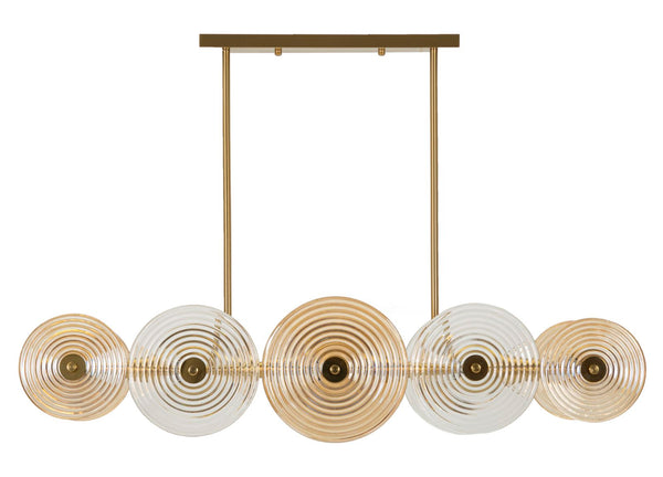 Lampadario Venice 116x27x79 cm in Vetro e Ferro Oro e Naturale e Marrone sconto