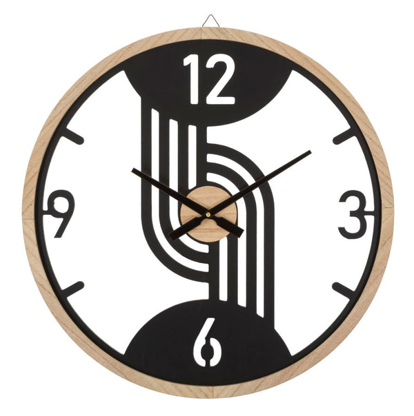 sconto Orologio da Muro Clips 60x2,5x60 cm in Ferro e MDF Nero e Marrone