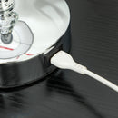 Lampada da Tavolo Base con Cristalli in Vetro con Porta USB Ø23x45 cm Bianco e Argento 