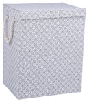 Cesto Portabiancheria Pieghevole con Manici 50x30x40 cm in Poliestere Grigio e Bianco