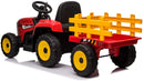Trattore Elettrico per Bambini 12V con Rimorchio Rosso