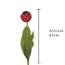 Set 12 Tulipani Artificiali con 2 Foglie Altezza 43 cm Rosso