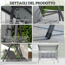 Dondolo da Giardino 3 Posti 172x110x156 cm con Tettuccio Regolabile e Cuscini in Acciaio e Poliestere Grigio Chiaro      