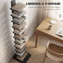 Libreria Moderna 34,5x41,5x163.5 cm a 11 Ripiani Salvaspazio Stile Industriale Rivestimento in Melamina Nero      