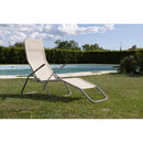 Lettino Sdraio a Dondolo 190x58x97 cm Struttura in Acciaio e Rivestimento in PVC e Poliestere Avorio Mélange      