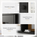 Armadio con Specchio da  Bagno 66x17x63 cm con 6 Ripiani Aperti e 2 Chiusi in Legno e Vetro Nero      