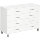 Cassettiera 4 Cassetti 112x38,2x81 cm in Legno con Maniglie in Metallo Bianco   