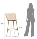 Sgabello Bar Alaska B Crema Set 2 Pz 55x58x106 cm in Compensato e Spugna e Ferro e Poliestere Crema      