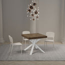  Tavolo Allungabile 90-194x90x76 cm Clerk Noce Gambe Bianche