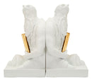 Fermalibro Poseidone 25,5x15x22,3 cm in Resina Bianco e Oro      