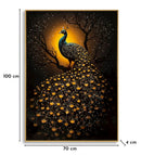 Stampa Decorata su Tela Laccata con Cornice Peacock 70x4x100 cm in Abete e Tela e Plastica      