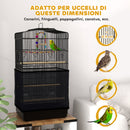 Gabbia per Uccelli 46,5x35,5x92 cm con Maniglia Vassoio Estraibile e Posatoi in Legno Nero      