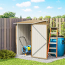 Casetta Box da Giardino Porta Attrezzi 100x104x160 cm con Porta a Battente in Acciaio Galvanizzato Marrone Chiaro      