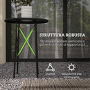 Tavolino da Giardino con Intagli a Fiori e Foglie Ø40x50 cm in Acciaio Nero 