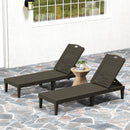 Set 2 Lettini Prendisole con Schienale Regolabile Effetto Rattan a Doghe Nero   